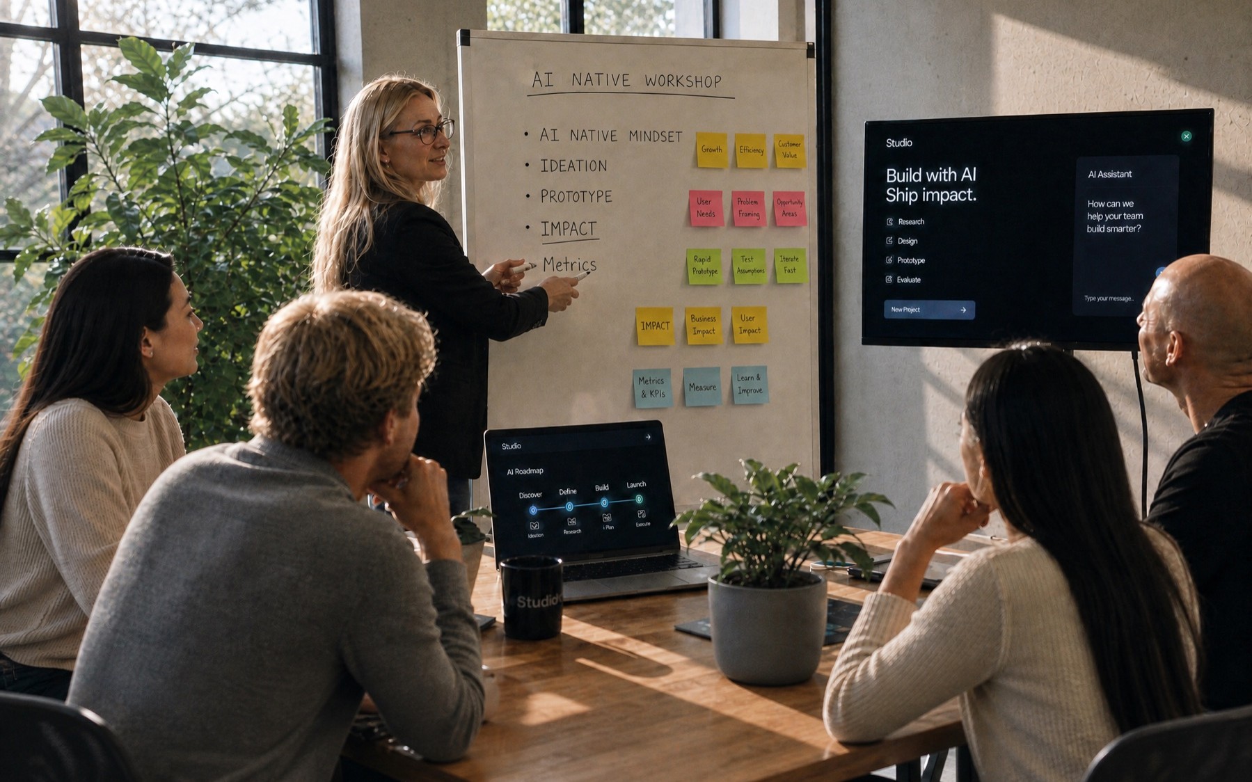 Team workshop building an AI-native product roadmap